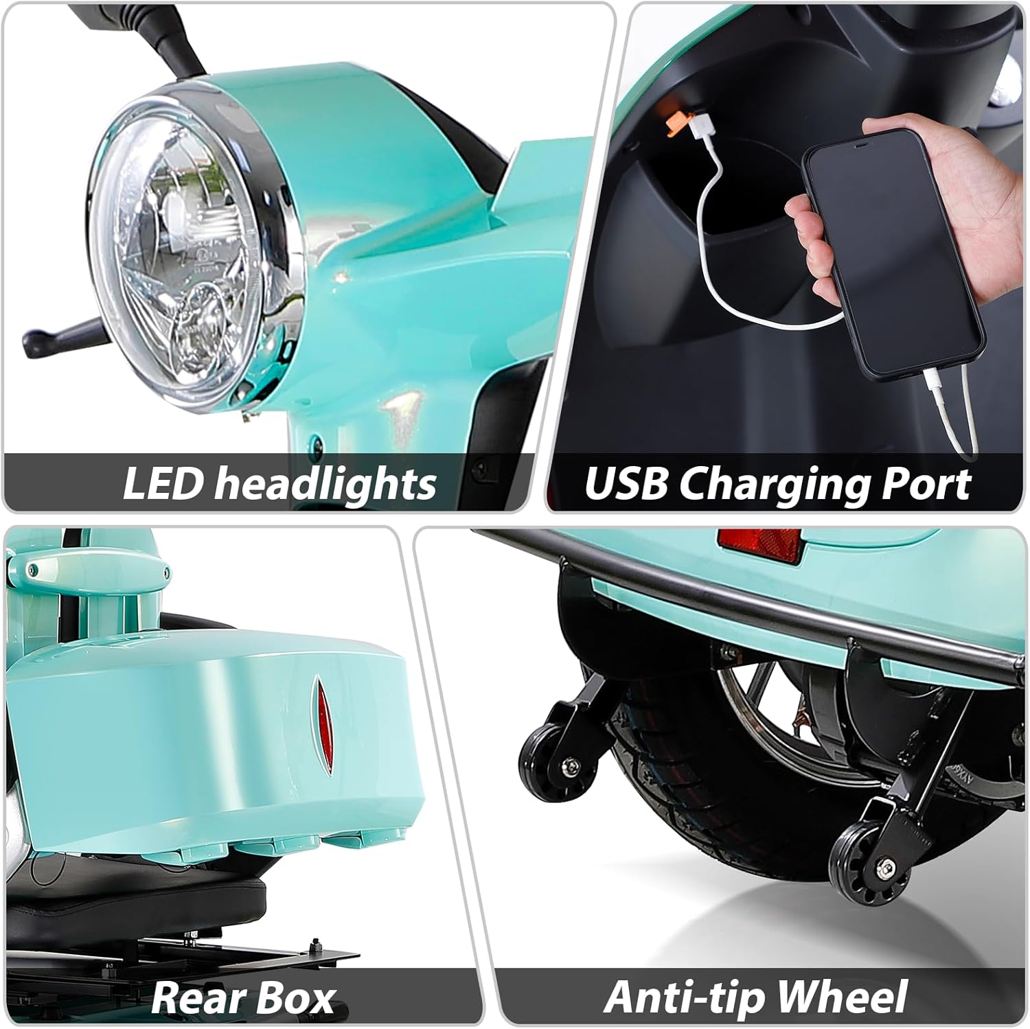 800W Heavy Duty 4 Wheel Mobility Scooters for Seniors & Adults 500lbs Capacity, Powered Mobility Scooters with 3-Speed Control & USB Charger Port, Under Seat Storage, Green