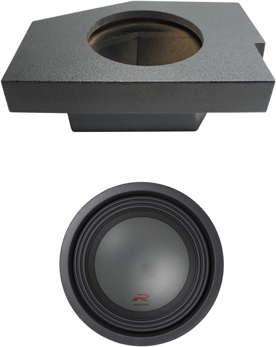 Alpine Bundle Compatible with 2002-2015 Dodge Ram Quad/Crew Truck R-W10D4 Single 10" Custom Loaded Sub Box Encloure