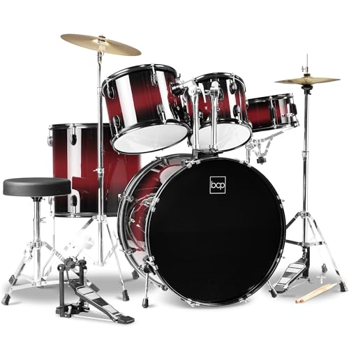 Best Choice Products 5-Piece Full Size Complete Adult Drum Set w/Cymbal Stands, Stool, Drum Pedal, Sticks, Floor Tom - Dark Blue Sparkle