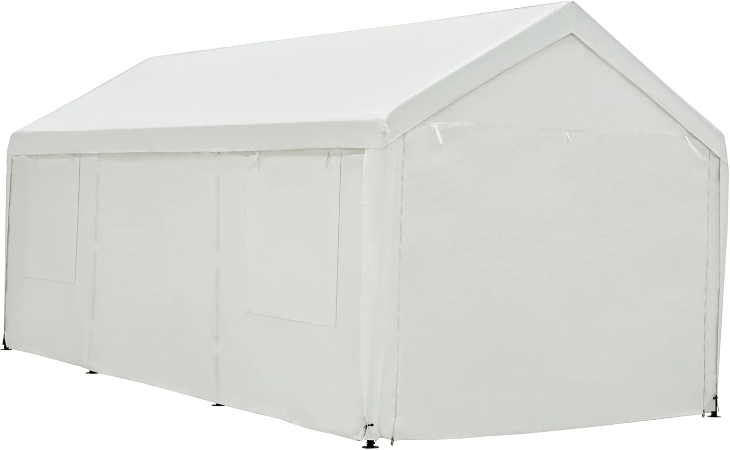 Carport, 10 x 20 ft Heavy Duty Carport with Ventilated Windows, Portable Garage with Removable Sidewalls & Doors, All-Season Car Canopy for Auto, Truck, Boat, SUV, White
