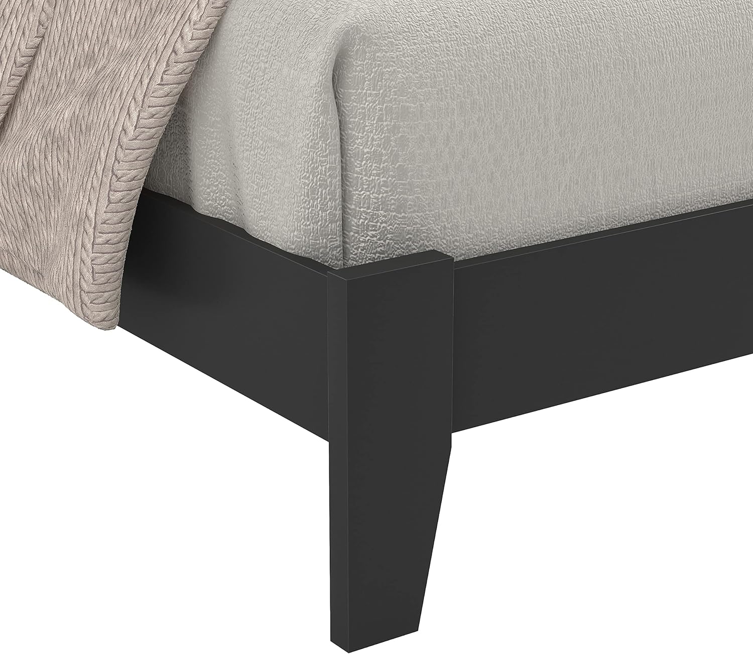 Galano Payne Deluxe Platform Queen Bed Frame with Headboard, Mattress Foundation with Wood Slat Support, No Box Spring Needed, 64.17" L x 85.31" W x 40.15" H, Black