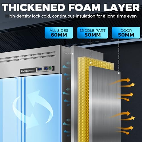 Dual Temp Commercial Refrigerator Upright 72" W, 54 Cu.ft Reach in Commercial Refrigerator and Freezer Combo for Restaurant, Kitchen, Garage, Food Truck, School, Church