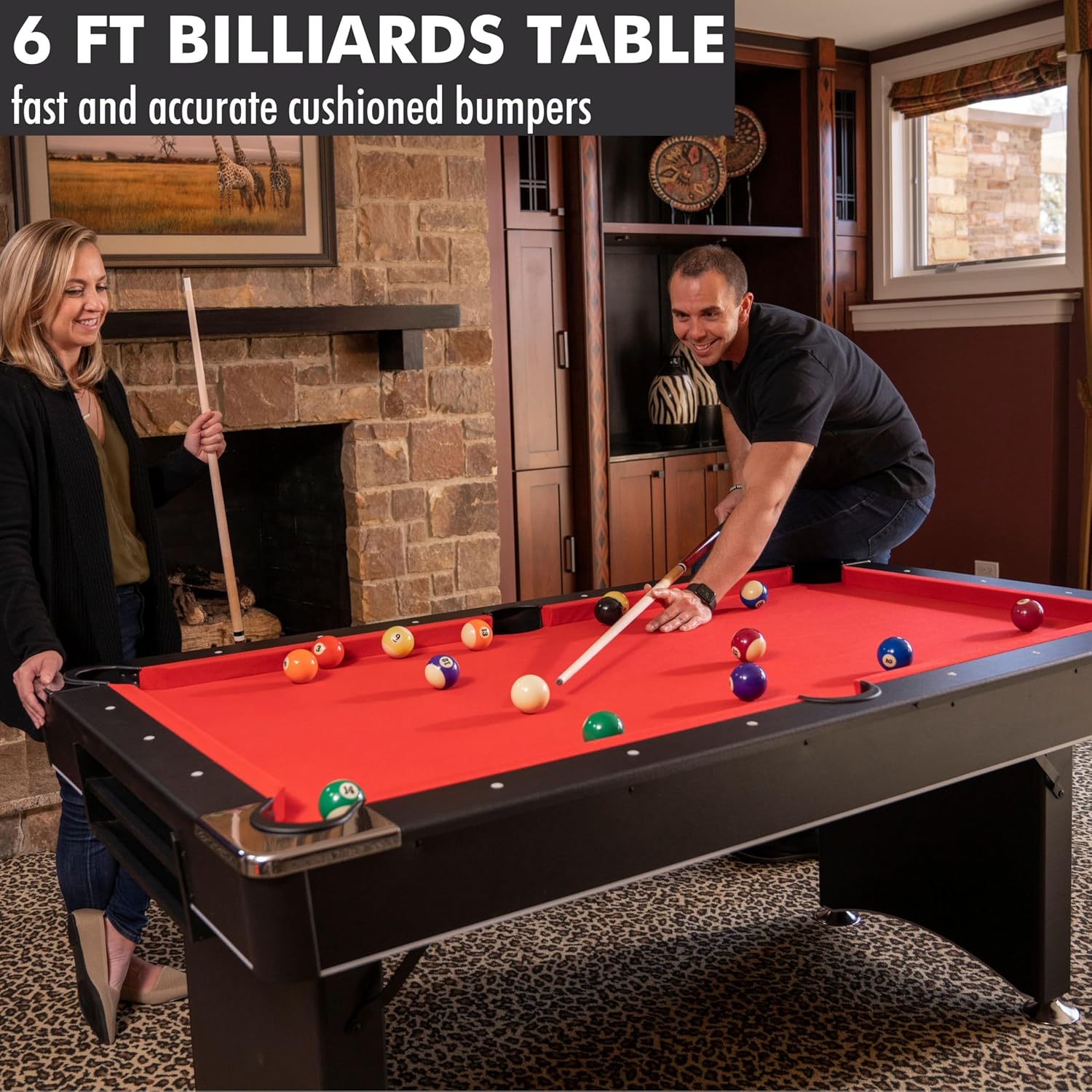 Pool Table, Billiard Tables Accessories Included, 2 Pool Cue Sticks, Pool Table Balls, and More - 6 FT Portable Pool Table Set