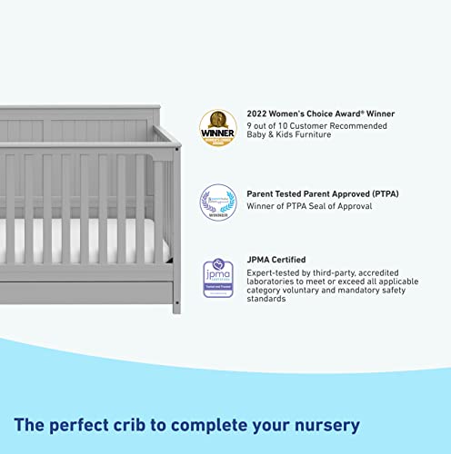 Graco Hadley 5-in-1 Convertible Crib with Drawer (White) – GREENGUARD Gold Certified, Crib with Drawer Combo, Full-Size Nursery Storage Drawer, Converts to Toddler Bed, Daybed