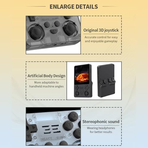 RGB20SX Handheld Game Console with 30,000 Classic Games, 4 Inch IPS Video Game Player, 16+256G Linux System RK3566 Portable Retro Gaming Console for Adults, Transparent Black
