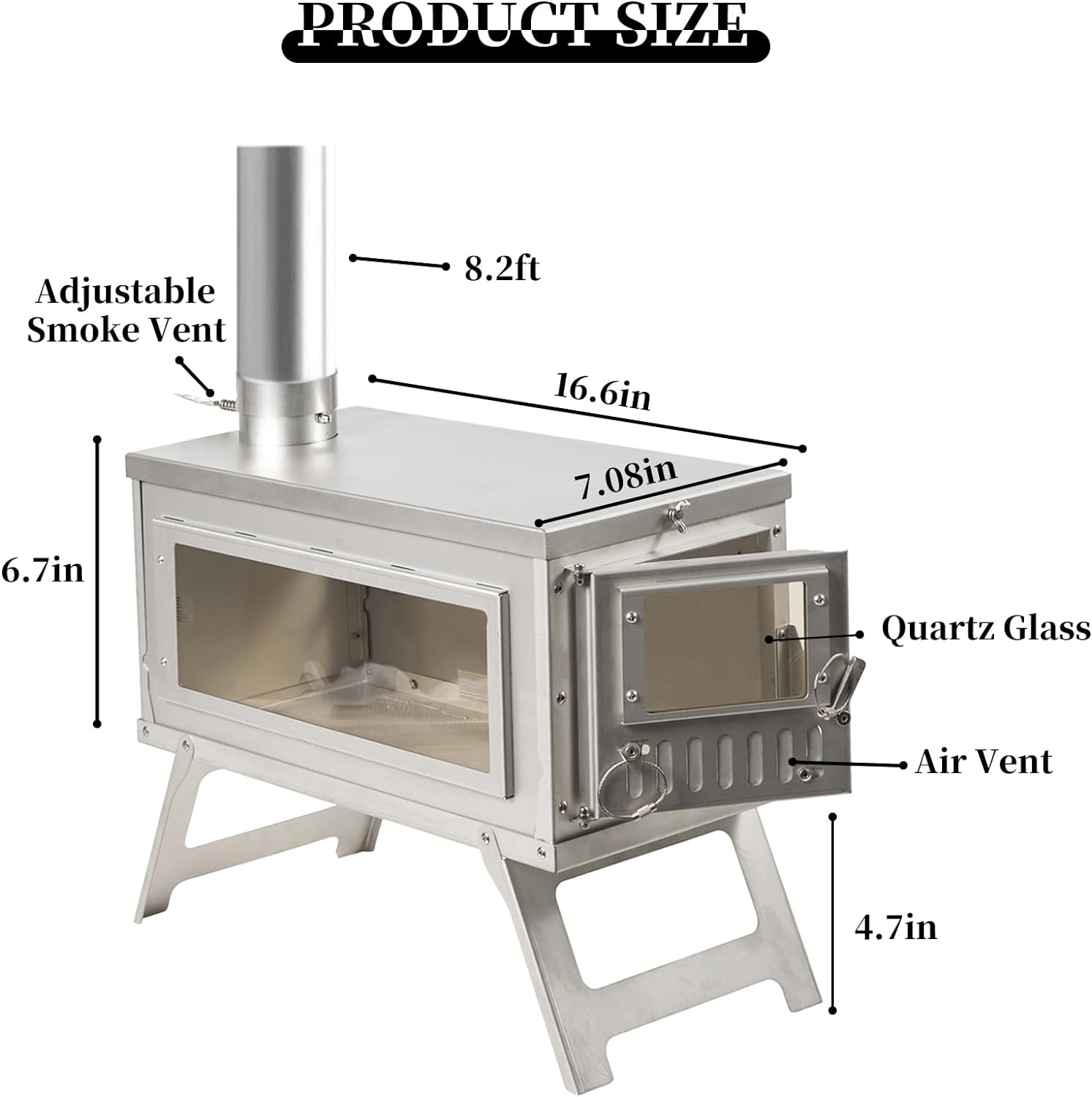 Camping Wood Stove,Hot Tents folding furnace bbq Wood Stove Stainless Steel With Folding Pipe Portable Wood Stove For Camping chimney Pipes for Tents Shelter Heating Outdoor Cooking