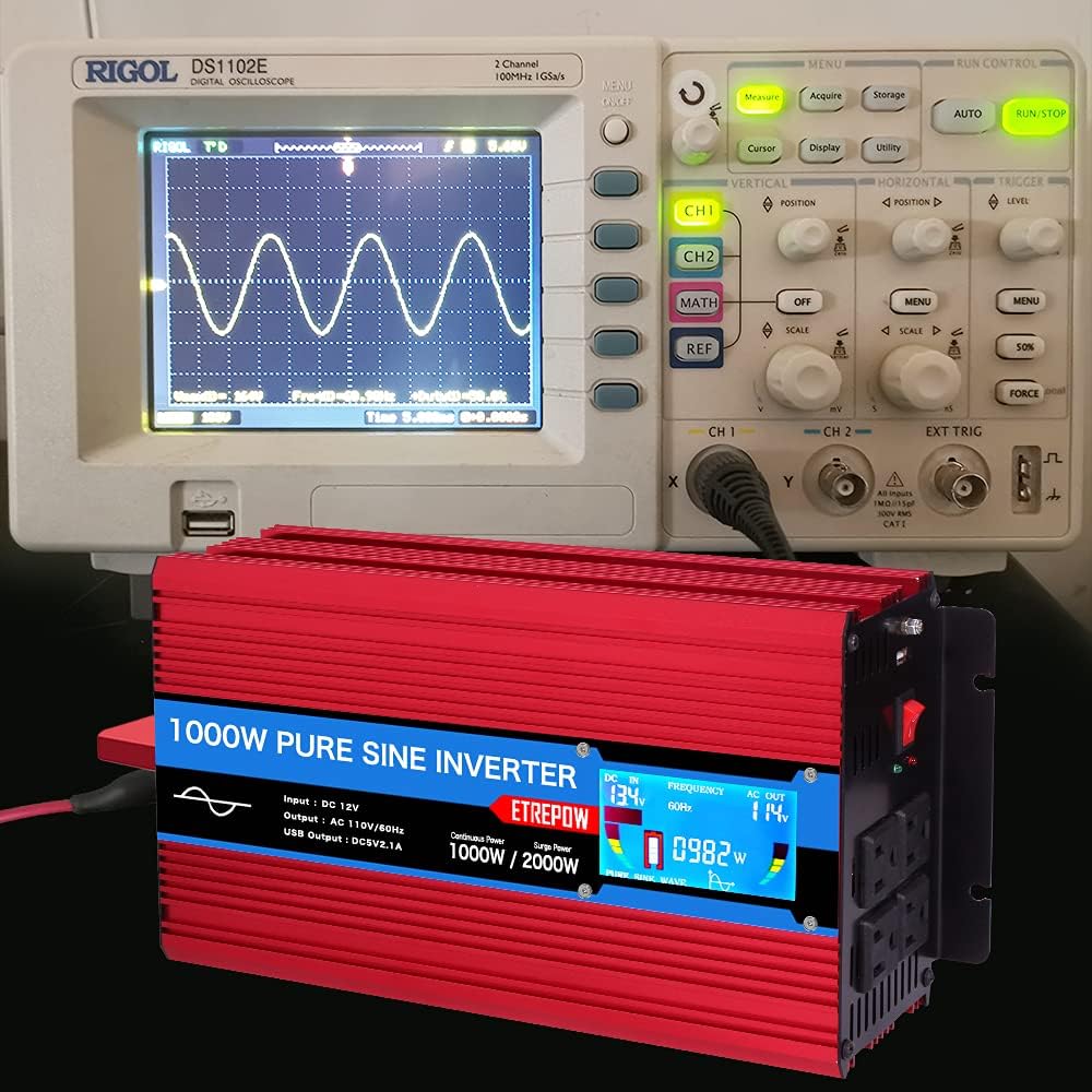 ETREPOW 3000 Watt Pure Sine Wave Inverter 12V to 110V 120V with LCD Display, 4 AC Sockets, 2.1A USB Port, Dual Fans and Wireless Remote Control-Off-Grid Inverter for RV, Automotive 6000W Peak