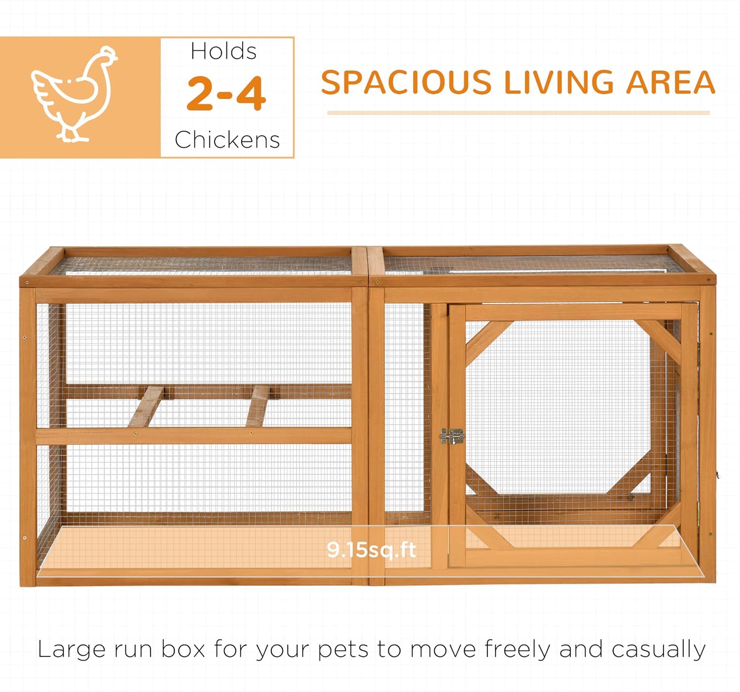 PawHut 55" Wooden Chicken Coop Add-on Expansion, Mini Chicken Coop Outdoor Chicken Run Hen House with Combinable Design