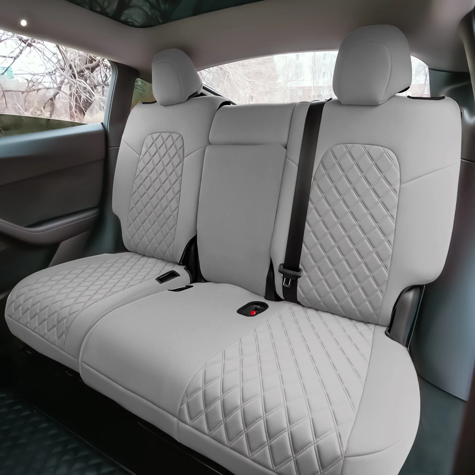 FH Group for 2020-2024 Tesla Model Y Waterproof Neoprene Custom Fit Made Car Seat Covers Full Set