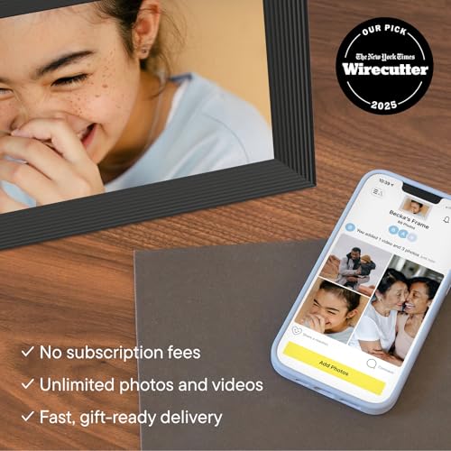 Aura Digital Picture Frame - 10.1" HD Mat Display | Wirecutter's Best Digital Frame for Gifting - Send Photos Directly from Your Phone from Anywhere | Quick & Easy Setup Over WiFi - Free App | Black