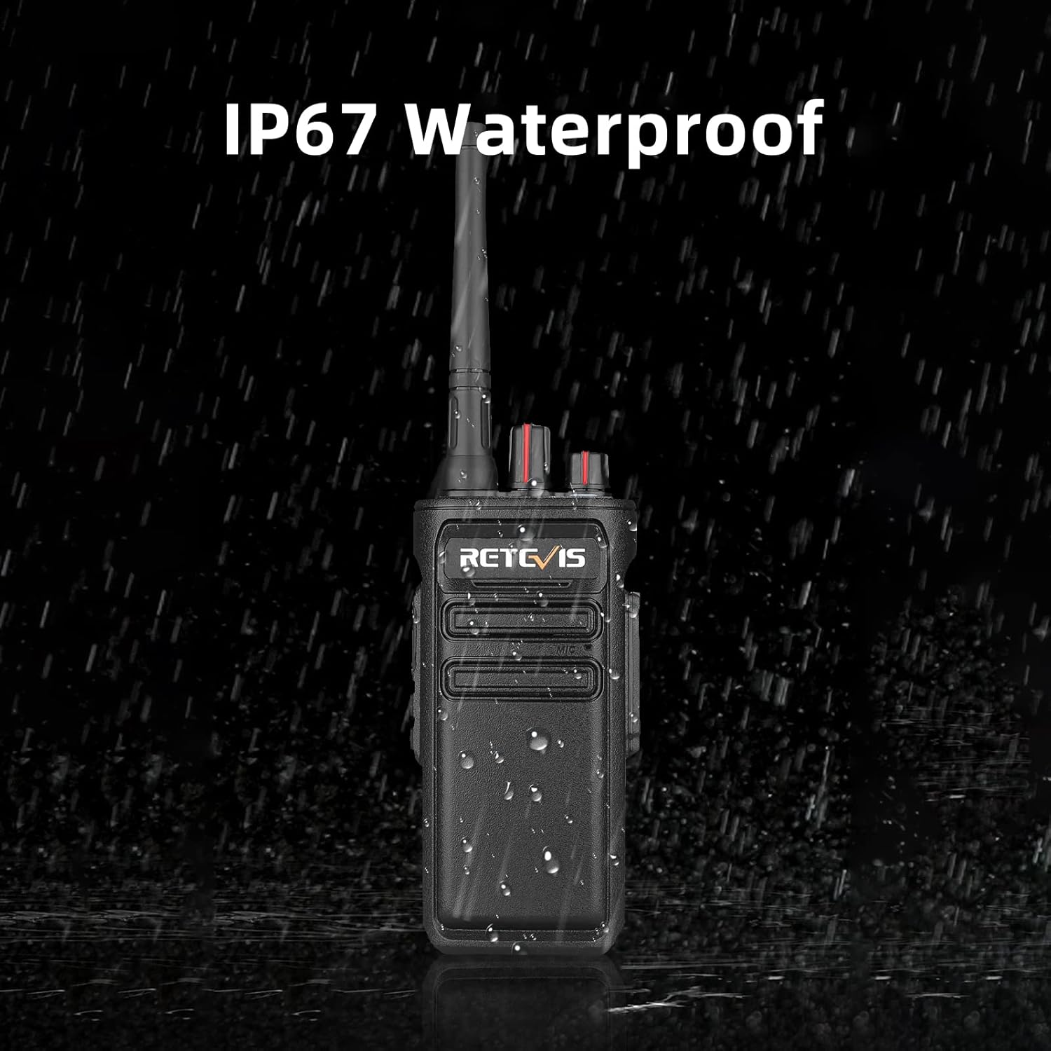 Retevis RB23 Two Way Radios Long Range 5 Watt,IP67 Waterproof Walkie Talkies,Emergency Alarm,2 Way Radio with Shoulder Mic for Farm,Warehouse(4 Pack)