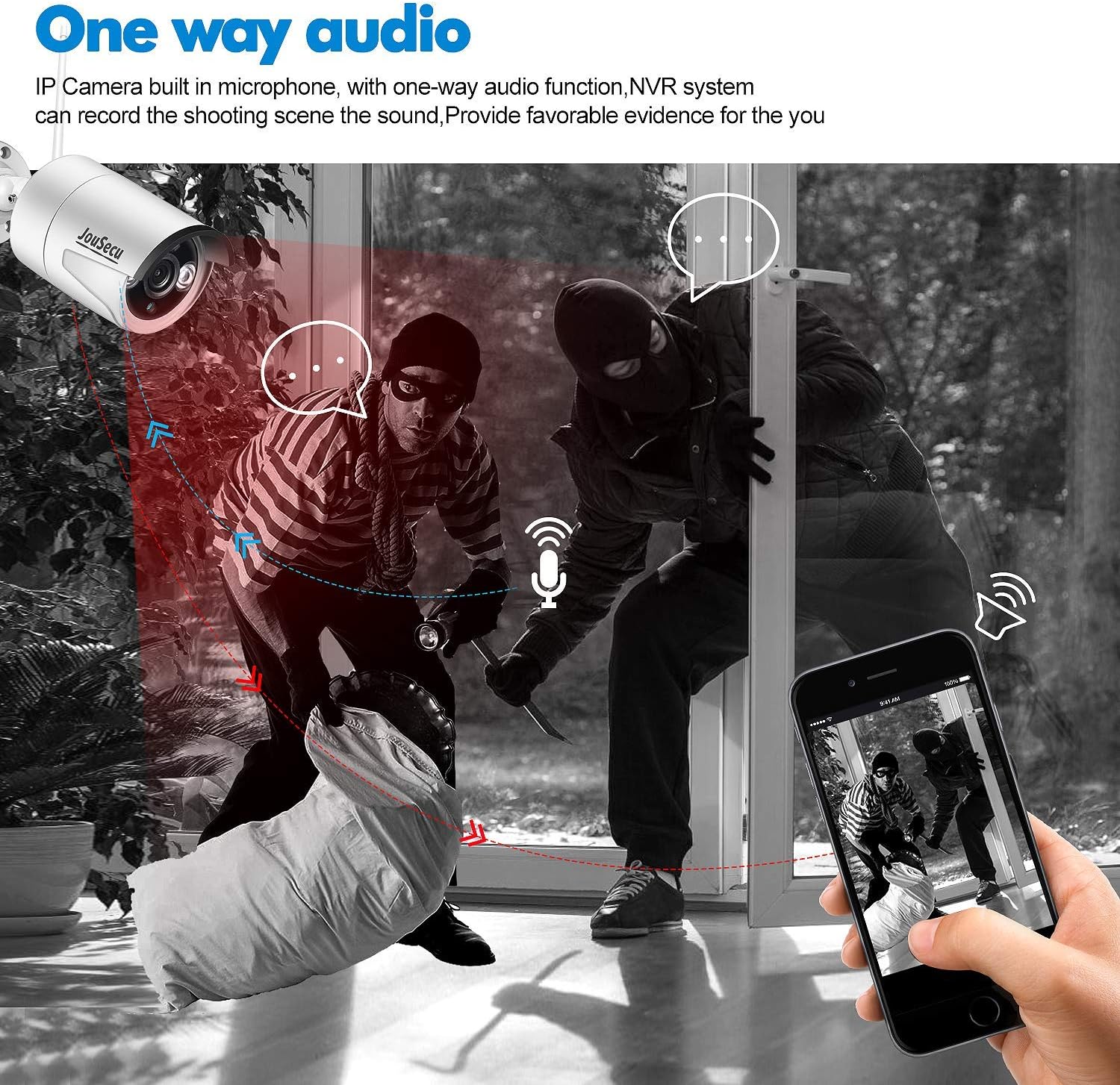 Home Security Camera System Wireless Security Camera System with 8CH NVR 4Pcs 1080P 1 Way Audio Night Vision Remote View Motion Detection Waterproof NO Hard Drive