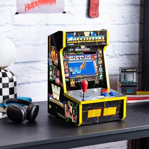 Arcade Classics - WWE Counter Series Game Machine, 4 Games, 8" Liquid Crystal Screen - Mini Cabinet, Portable Gaming, Retro, Countertop Console, Basement Decoration, Man Cave
