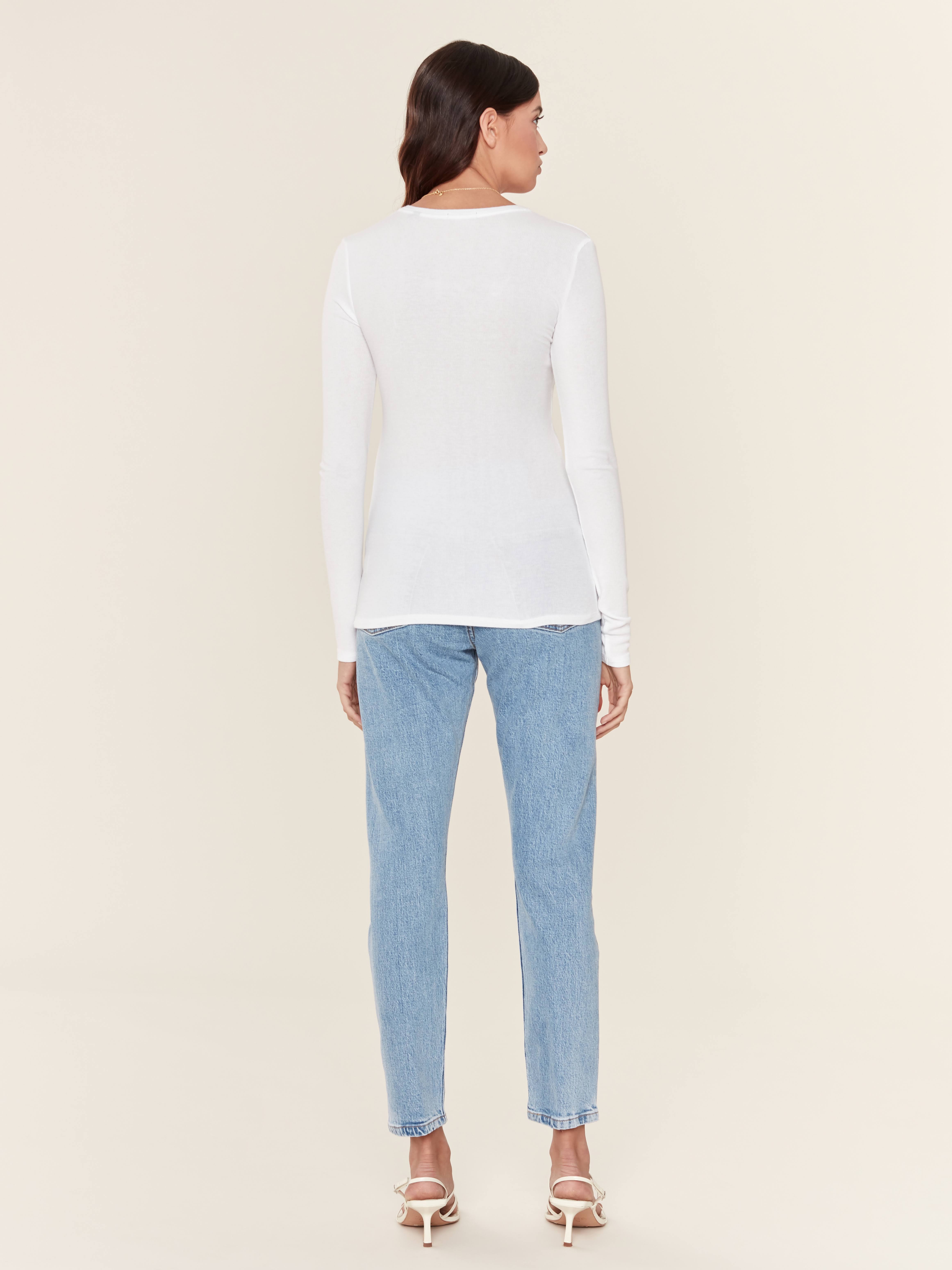 ATM Anthony Thomas Melillo Long-Sleeve V-Neck Tee - White Med