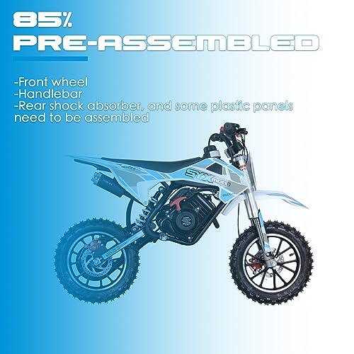 SYX MOTO 58CC Dirt Bike for Kids, Off Road Mini Bike Pit Bike with 4-Stroke Gas Powered Real Motorcycle Engine, Automatic Transmission and Pull Start, Up to 22 Mph, EPA Approved(GREENWHITE)