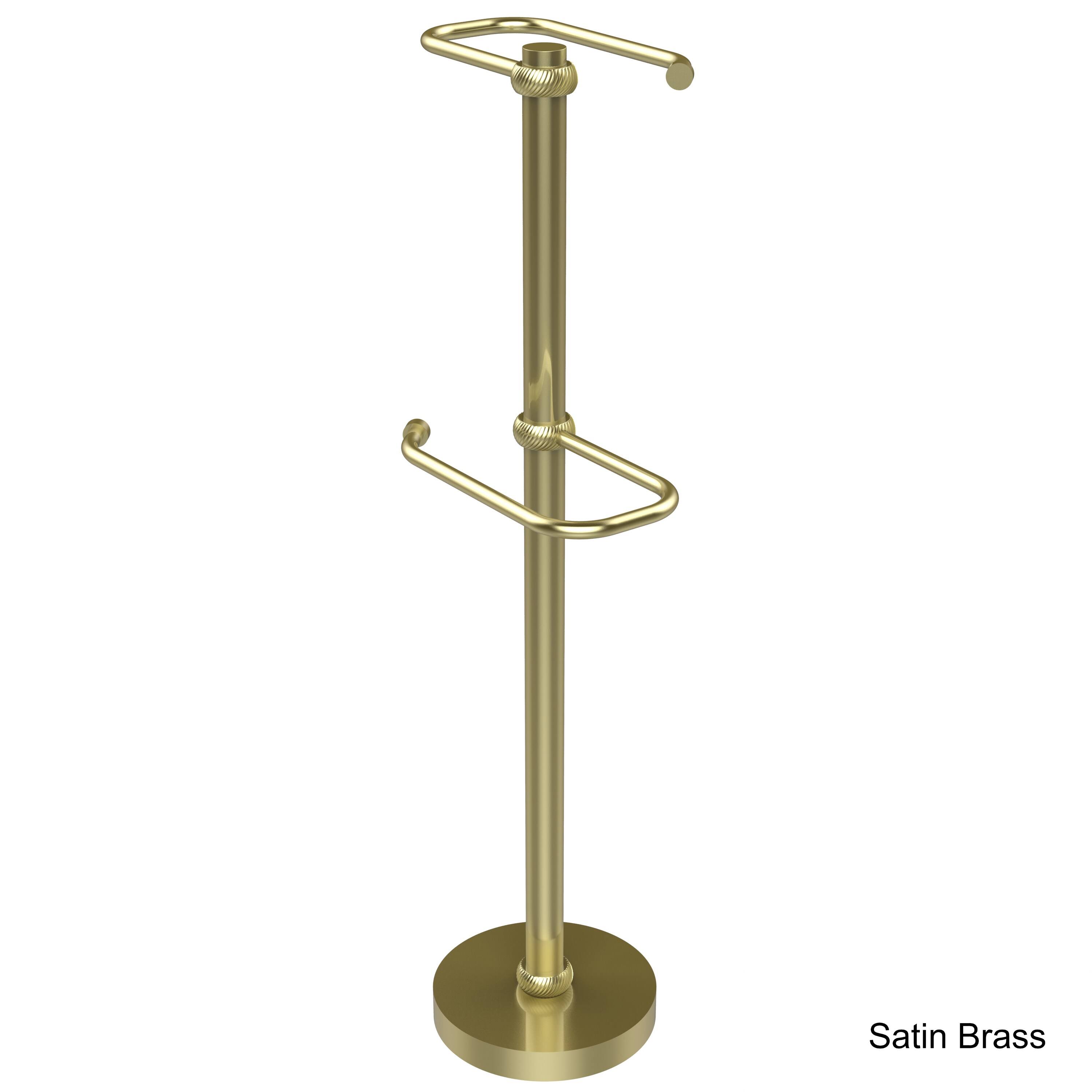 Allied Brass Free Standing Two Roll Toilet Tissue Stand - Satin Brass