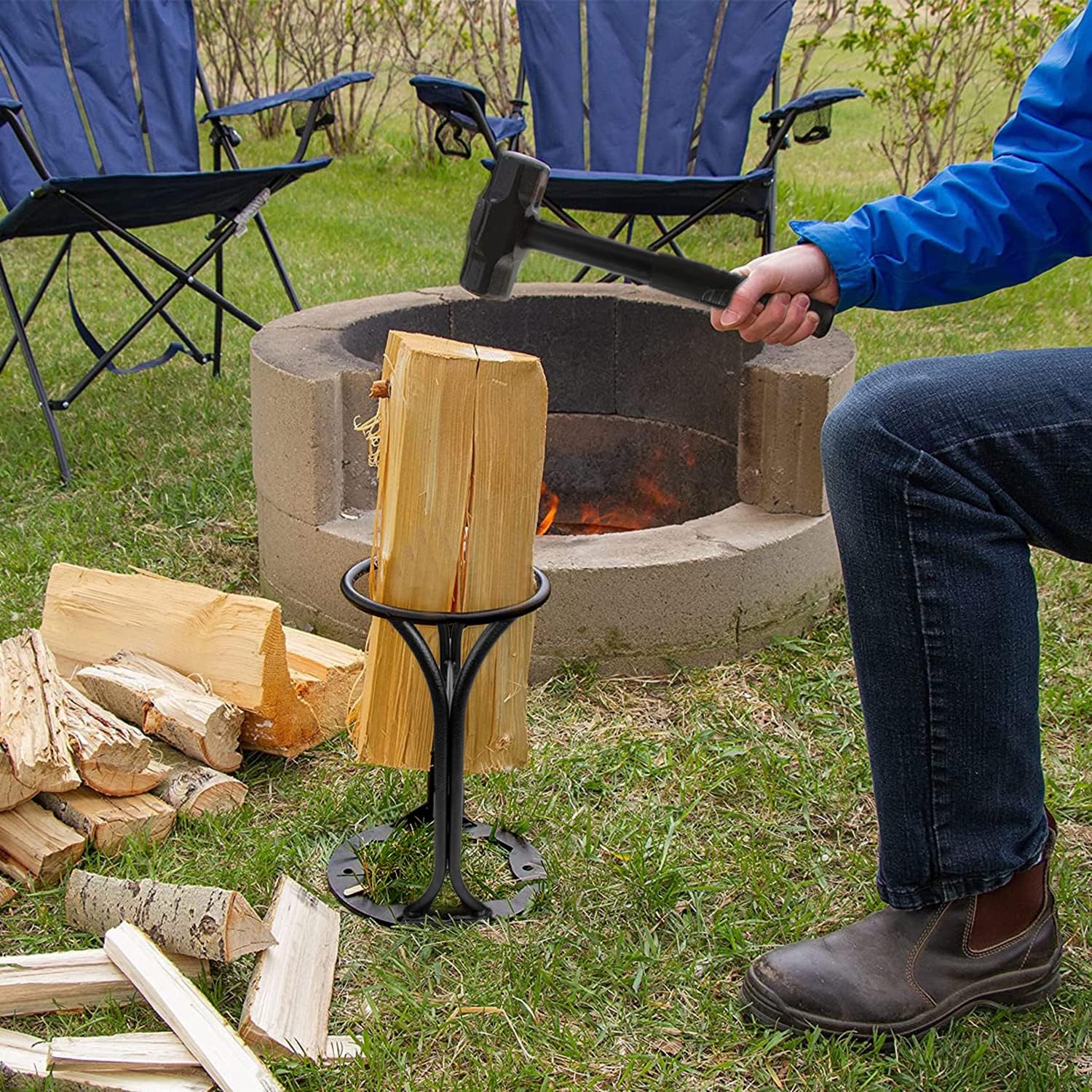 VAVFLY Kindling Cracker Wood Splitter Manual Log Splitter, Firewood Kindling Splitter Cracker, Hand Sturdy Firewood Cutter Safe & Easy Way Log Kindling Splitter for Home Campsite Outdoors