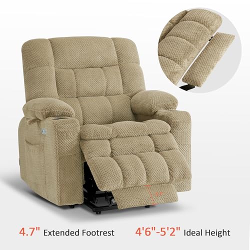 MCombo Dual Motor Power Lift Recliner Chair with Massage and Heat for Elderly People, Infinite Position, USB Ports, Cup Holders, Fabric 7890 (Medium-Regular, Burgundy)