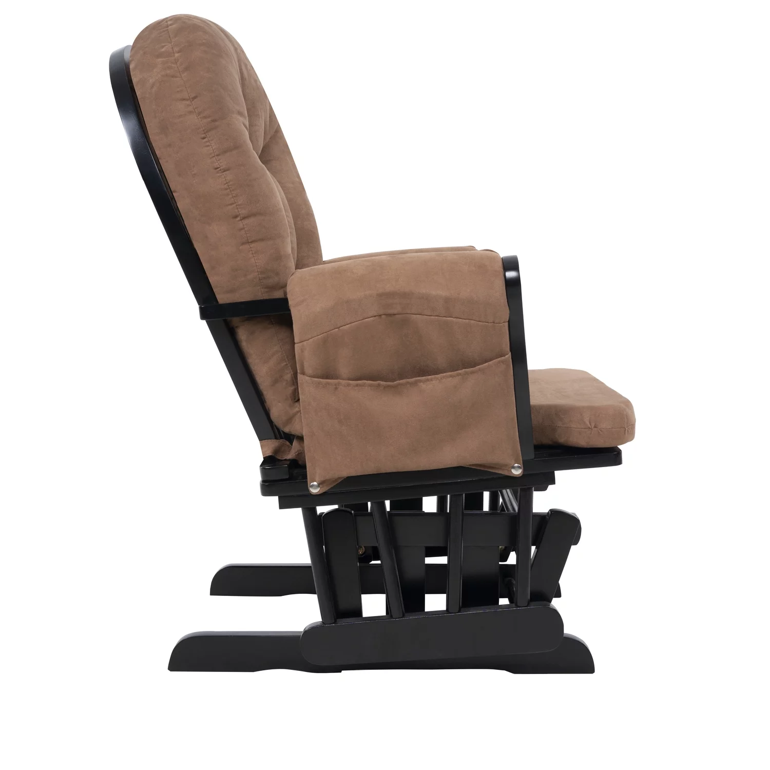 Nursery Glider & Ottoman Sets, Reclining Swivel Glider Rocker with Ottoman, Nursery Rocking Chair for Baby Room, Upholstered Nursery Recliner Glider with Ottoman, Padded Arms - Chocolate, Black