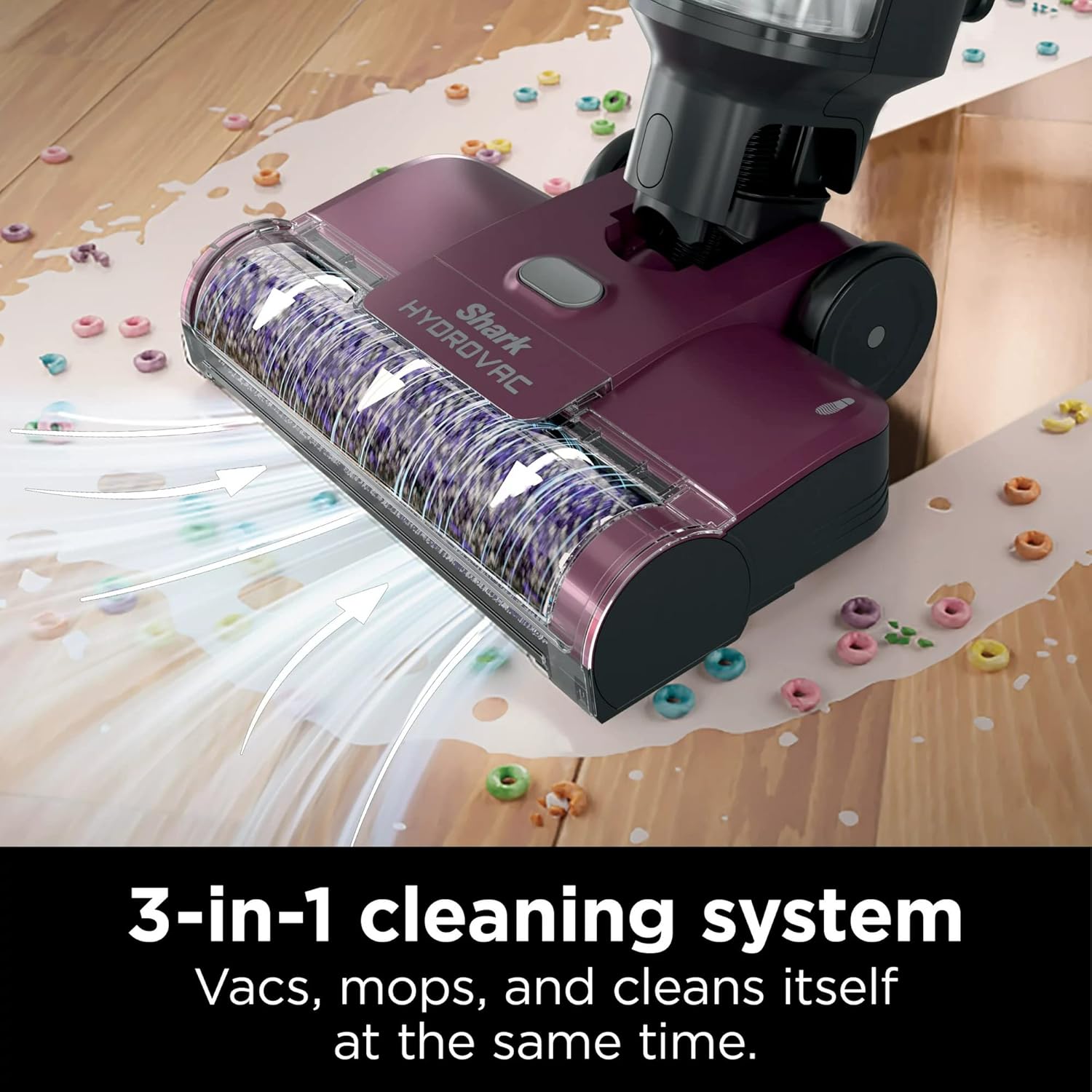 SHARK WD100 HydroVac 3-in-1 Vacuum, Mop & Self-Cleaning Corded System w/Brushroll*, Perfect for Hardwood, Tile, Marble, Laminate Area Rugs, No Solution Included* (Renewed)