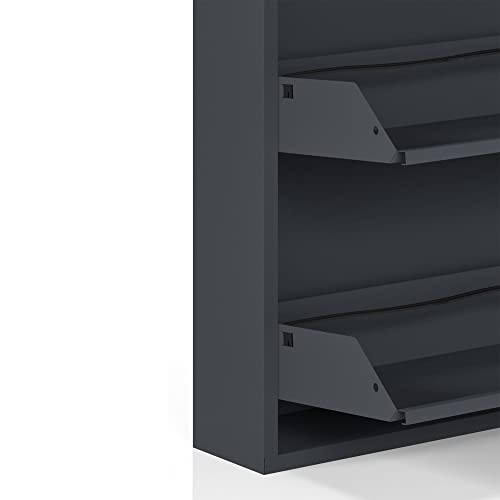 5 Tier Metal Shoe Cabinet with Cover, Durable Shoe Storage Organizer for Entryway, Space Saving Shoe Shelf Closet with Front Ventilation Holes, 5.91" x 66.5" x 19.68", Anthracite