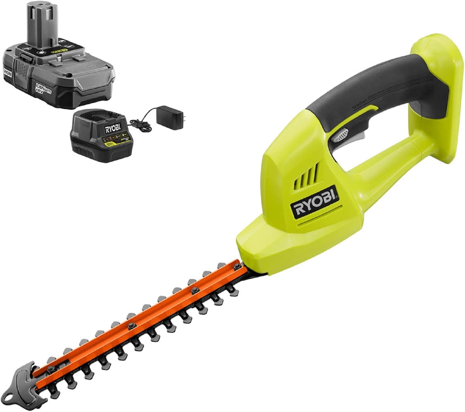 RYOBI ONE+ 18V Cordless Battery Shrubber Trimmer with 1.5 Ah Battery and Charger