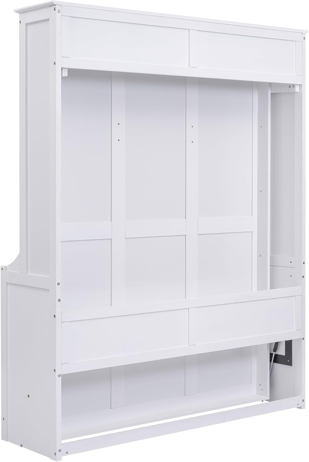 Queen Size Shelf, Wood Multifunctional Murphy Wall Bed Frame for Bedroom Living Room Furniture, Space-Saving, White