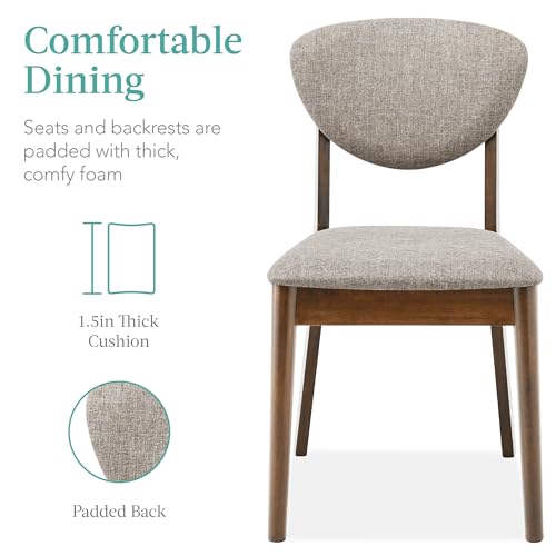 Best Choice Products 5-Piece Dining Set, Compact Mid-Century Modern Table & Chair Set for Home, Apartment w/ 4 Chairs, Padded Seats & Backrests, Wooden Frame - Charcoal/Walnut