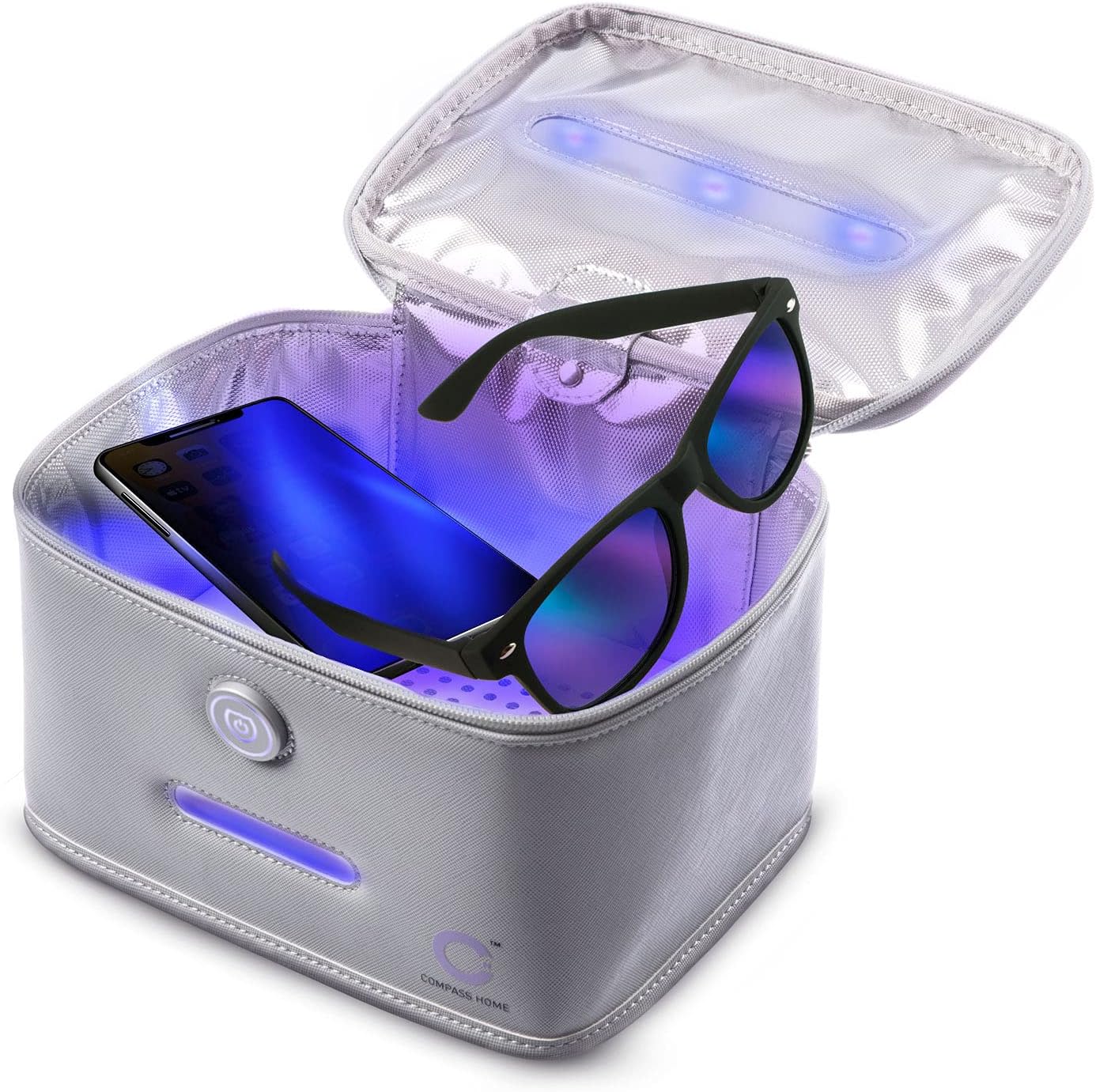 Compass Home UV Light Sanitizer Case, Portable UV-C LED Sterilization Soft Case with Child Lock