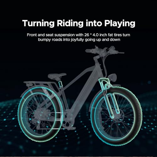 ENGWE E26 1000W Electric Bike for Adults, 26" *4.0" Fat Tire E-Bike with 48V 16Ah Removable Lithium-Ion Battery, Range 87Miles 28MPH 7 Gears Commuting Mountain Ebike