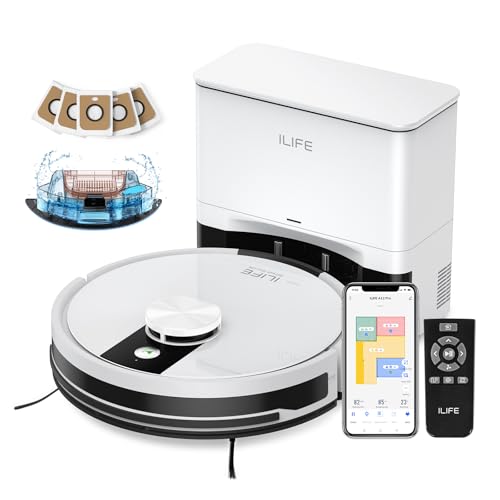 ILIFE A12 Pro Robot Vacuum and Mop Combo, Self Emptying Station for 60 Days, LiDAR Navigation, Home Mapping, No-Go Zones, 2.4G WiFi/App/Alexa/Remote Control, for Hard Floors, 110V