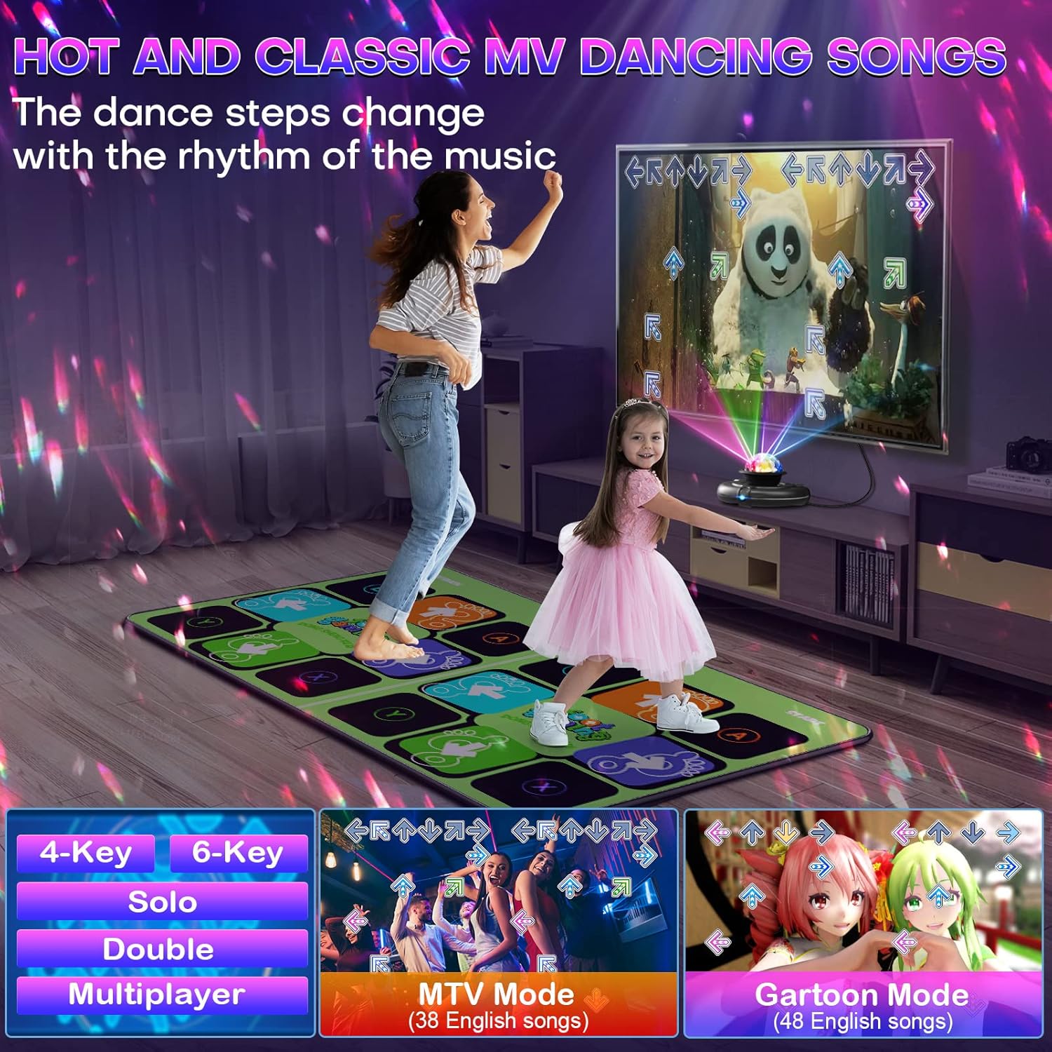Dance Mat Games for TV - HDMI Wireless Musical Electronic Dance Mats with HD Camera, FWFX Double User Exercise Fitness Non-Slip Dance Step Pad Dancing Mat for Kids & Adults