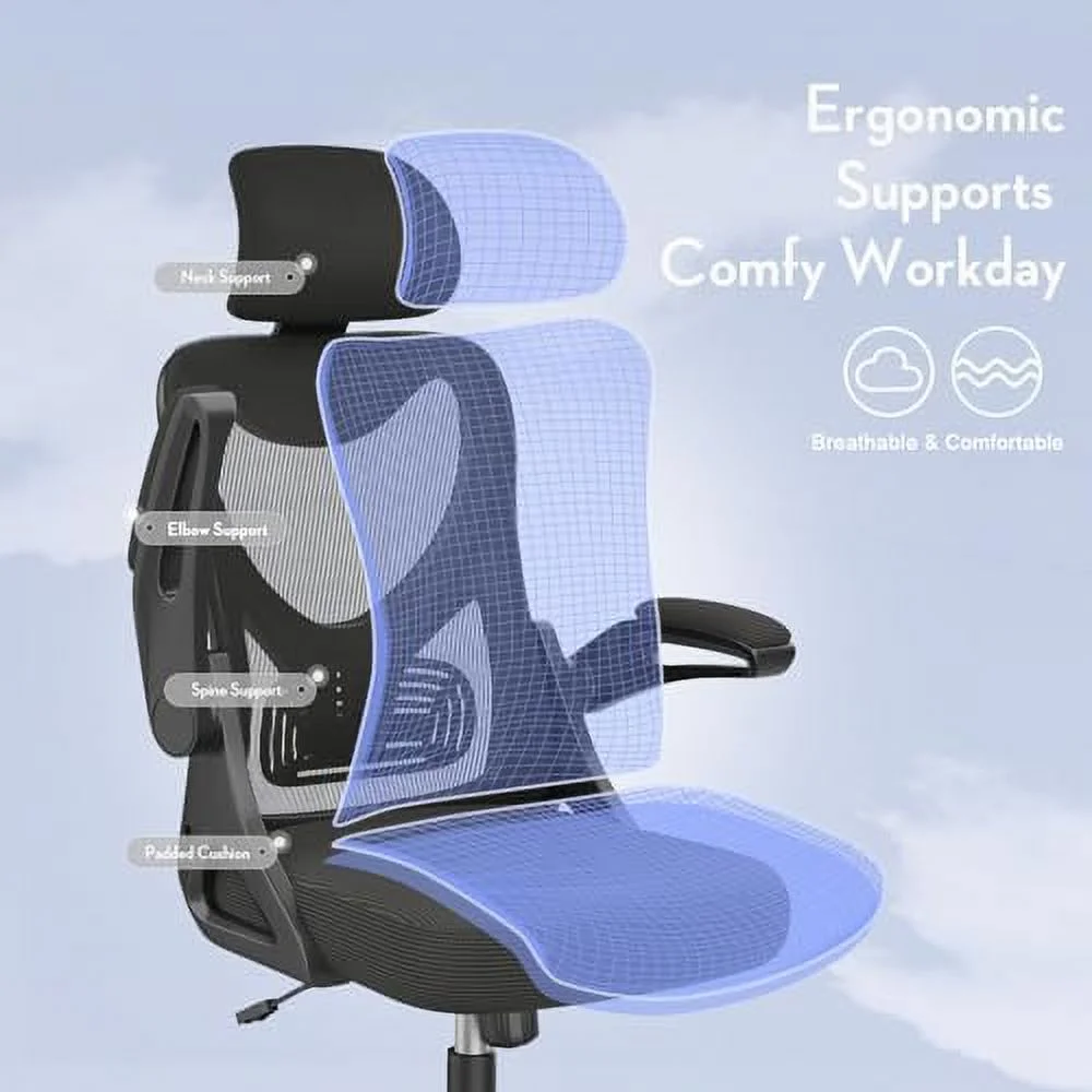 Office Chair - Ergonomic Desk Chair with Adjustable 2D Headrest &amp; Lumbar Support  Til t&amp; Height Adjustment  Office Desk Chairs