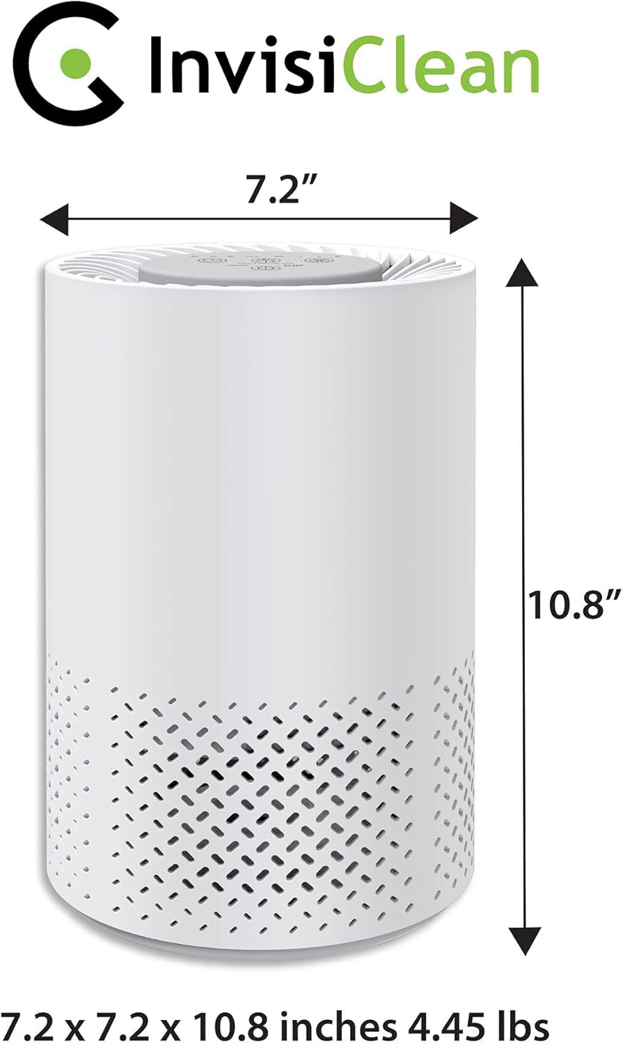 InvisiClean Stella 5 in 1 Air Purifier - H13 True HEPA, UV Light, Ionizer, Carbon Filter, Prefilter - Air Purifier for Allergies & Pets, Viruses, Bacteria, Home, Large Rooms, Dust, Mold, Allergens, Smoke, Odor Elimination Model: IC-2010