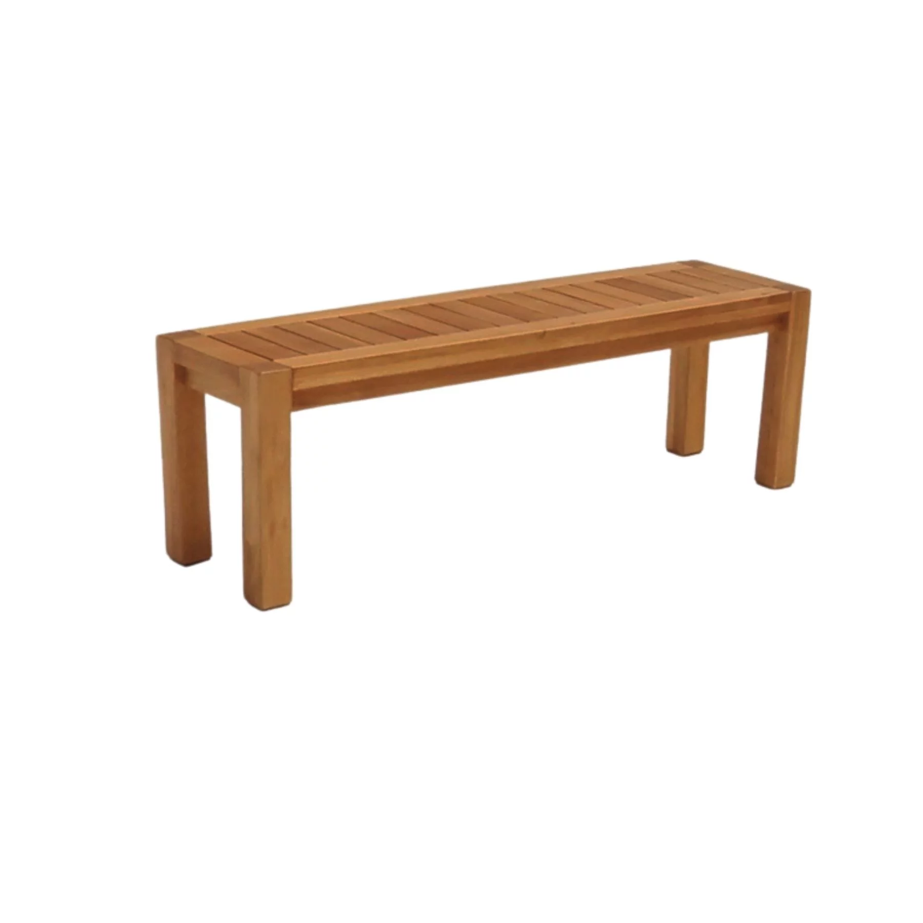 Acacia Wood Traditional Backless Bench, 4-Foot Indoor/Outdoor Wooden Porch, Patio, Garden & Park Seating