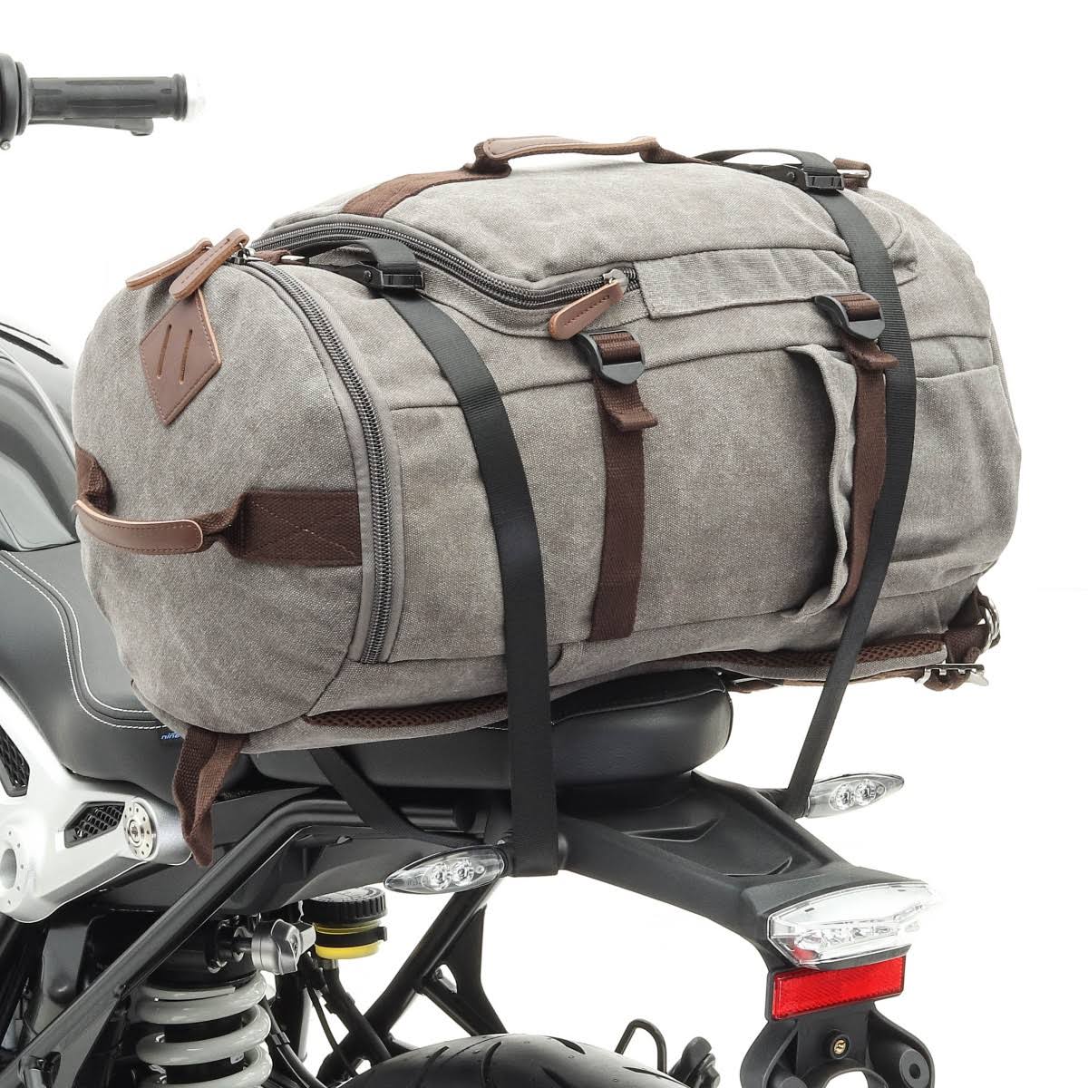 Motorcycle Roll Bag Craftride VG5 Tail Bag Vintage 30Ltr Incl. Straps Light Grey