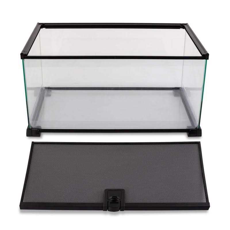 REPTI ZOO 10 Gallon Reptile Tank Glass Natural Cages Terrarium 20 x 12 x 10 Sliding Screen Top for Reptile Hamster Hedgehog Small Animals - Pet Supplies online store