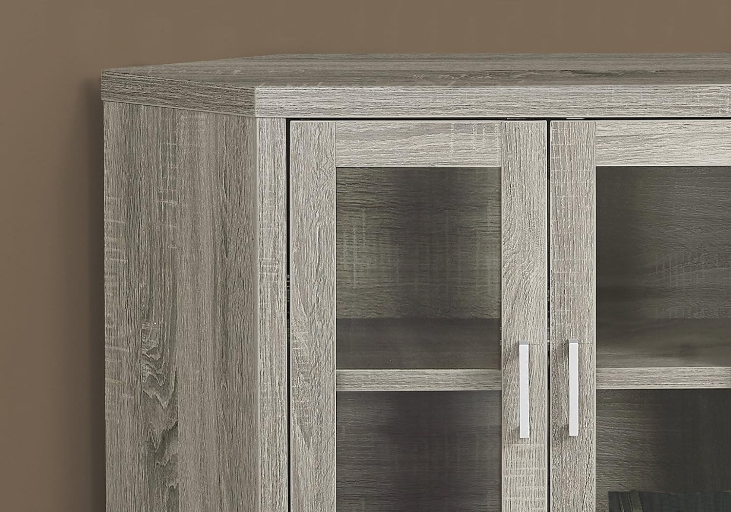 I Corner With Glass Doors TV Stand, 42", Dark Taupe