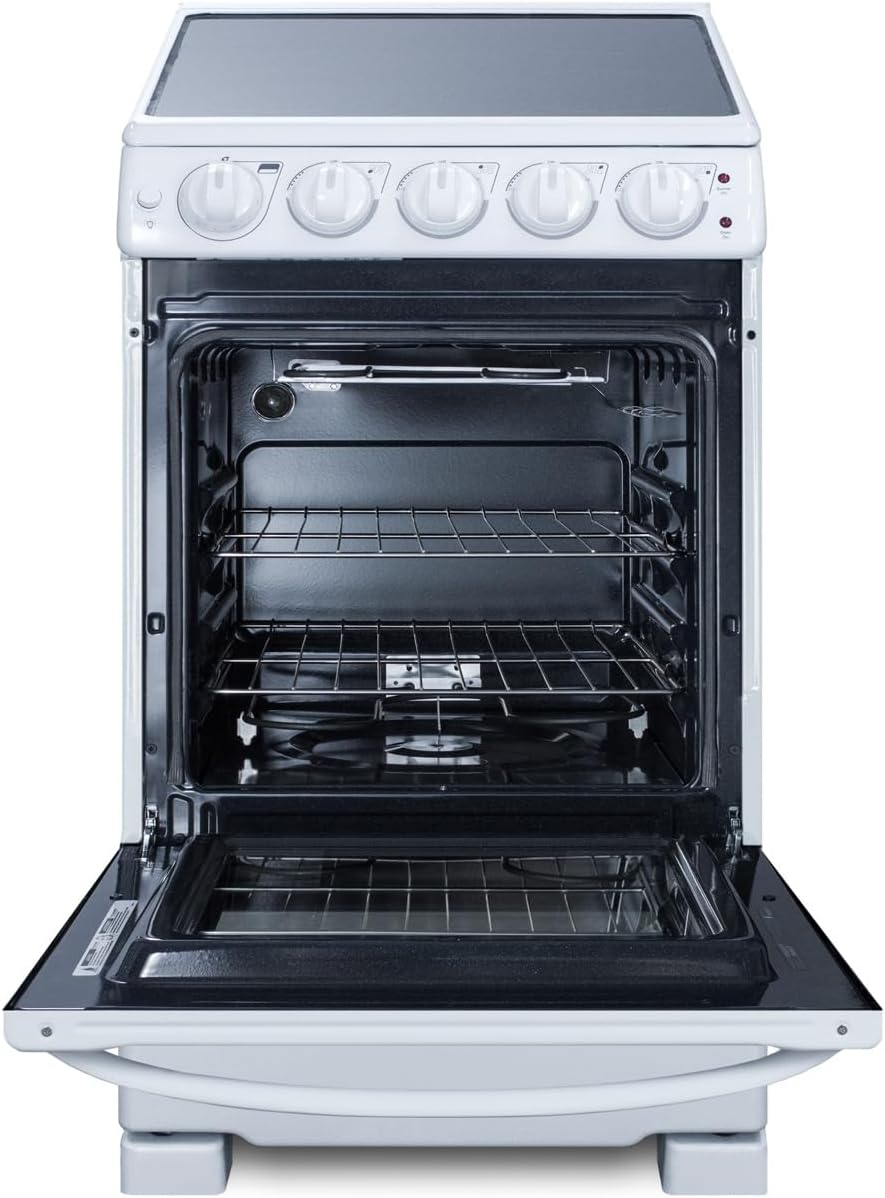 Summit REX2051WRT 20"" Freestanding Electric Range with 4 Elements 2.3 cu. ft. Oven Capacity Smooth Ceramic Glass Top ADA Compliant Hot Surface Indicator in White