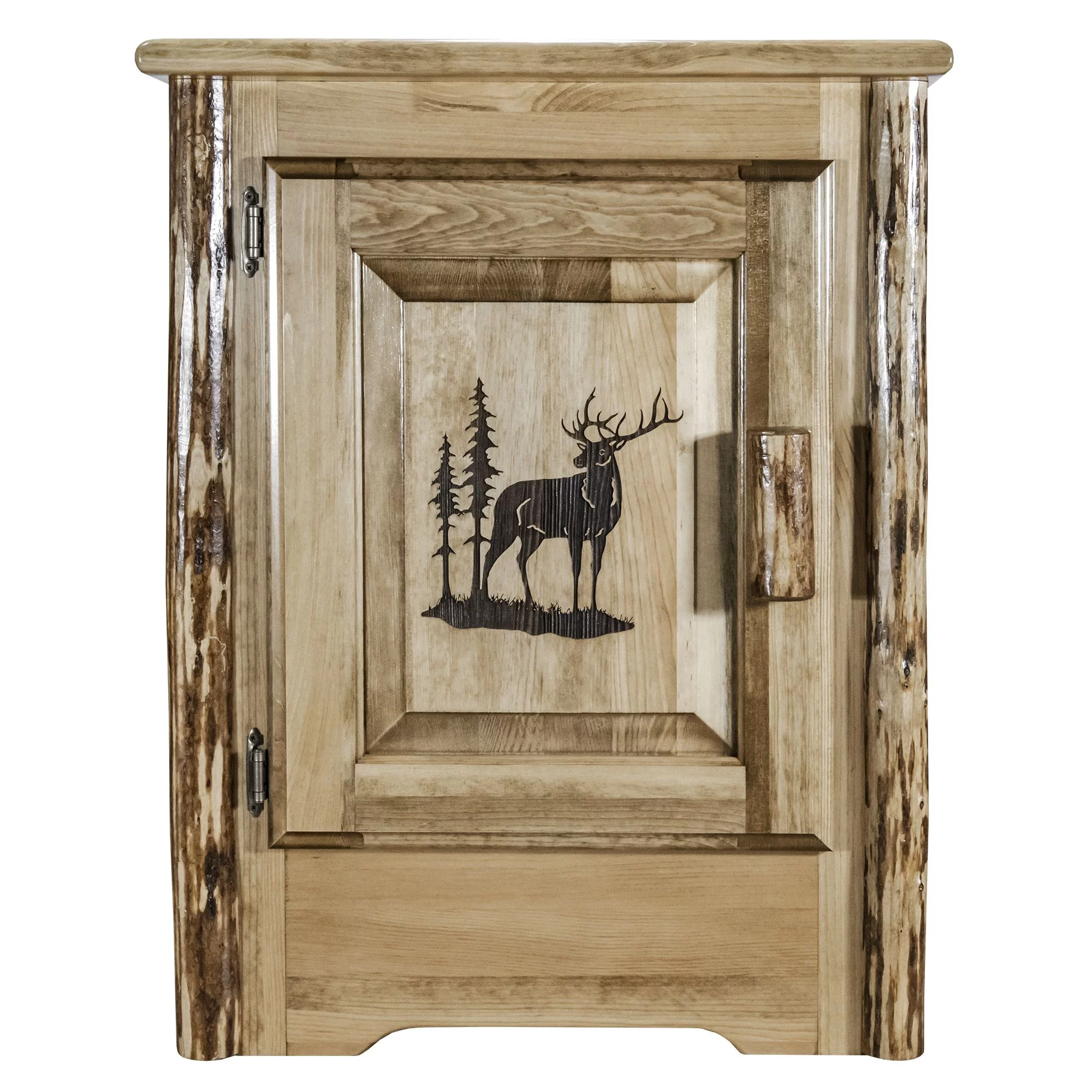 Montana Woodworks, Inc. Glacier Country Collection Accent Cabinet w/ Laser Engraved Elk Design, Left Hinged