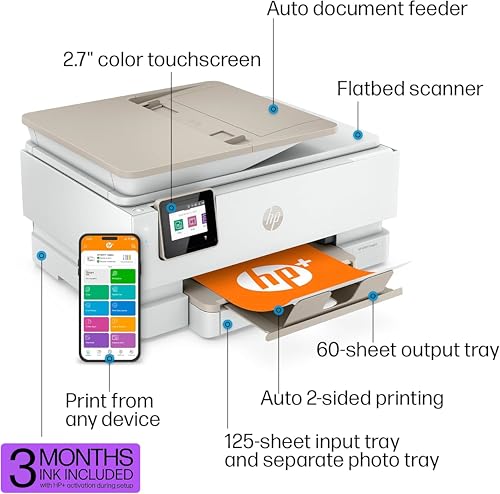 HP ENVY Inspire 7958e Wireless All-in-One Color Inkjet Printer, Print, scan, copy, Duplex printing best-for-home, 3 month Instant Ink trial included (327A7A)