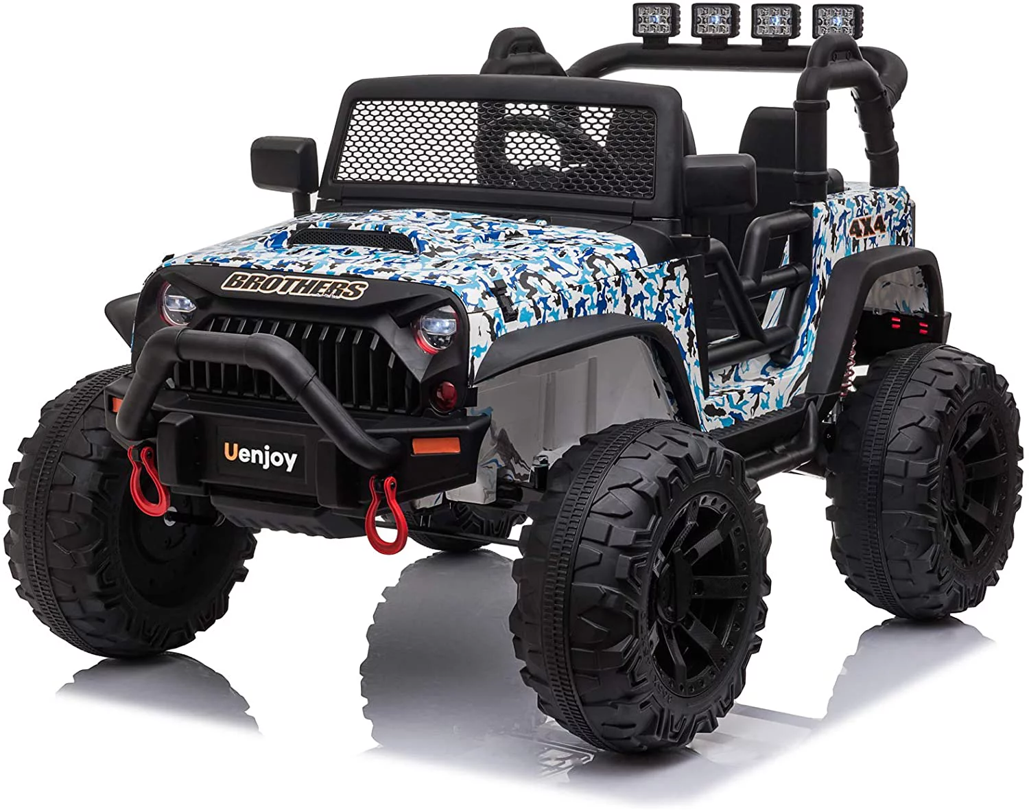 Uenjoy 12V Kids Ride on Toys Electric Battry-Powered Ride-On Truck Car RC Toy w/ Remote Control 2 Speed Camouflage Blue - Curated Treasures Market