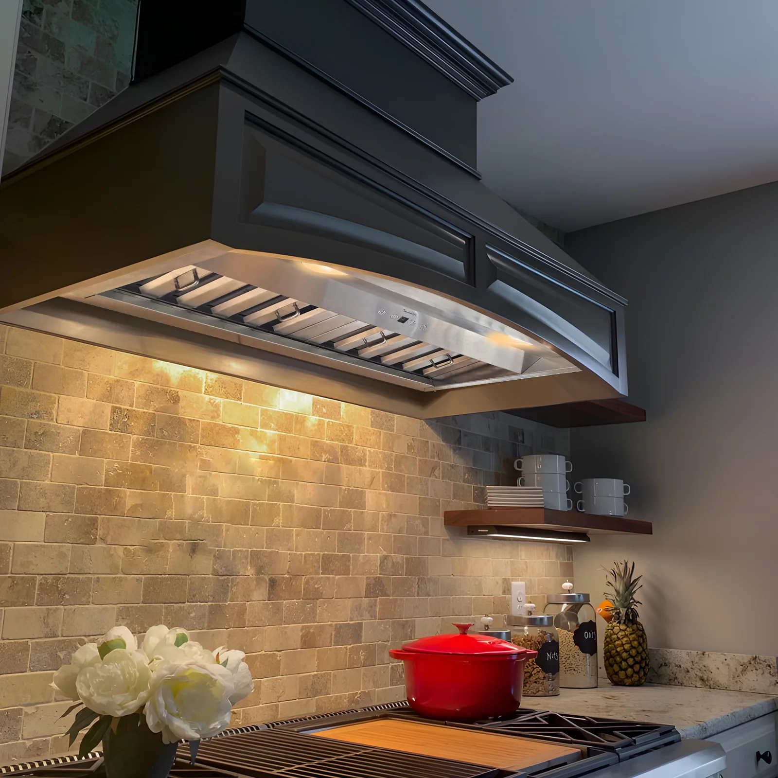 30 Inch Range Hood Insert, Ultra Quiet Stainless Steel Ducted Insert/Built-in Kitchen Vent Hood with Powerful Suction, Dimmable LED Lights and Dishwasher Safe Filters, 600 CFM