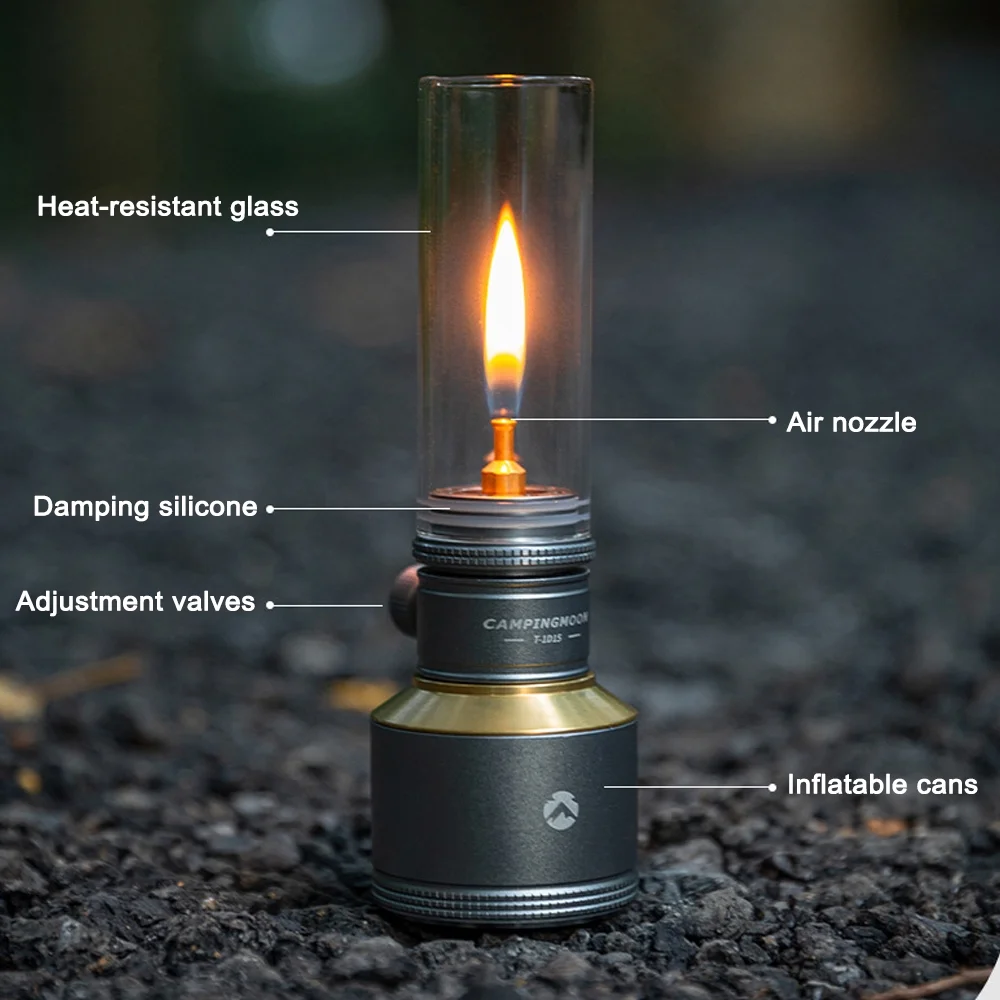 CAMPINGMOON Candlelight Kit Portable Windproof CandleLight Camping GasBurner Tent Picnic BBQ Fishing Lantern