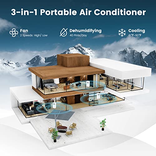 ARLIME Portable Air Conditioner,10000 BTU AC Unit, 3 in 1 Cooling Unit w/Dehumidifier, Fan Mode, Quiet AC Sleep Mode, 24H Timer, LED Display & Remote Control, Cool Rooms up to 250 Sq.Ft