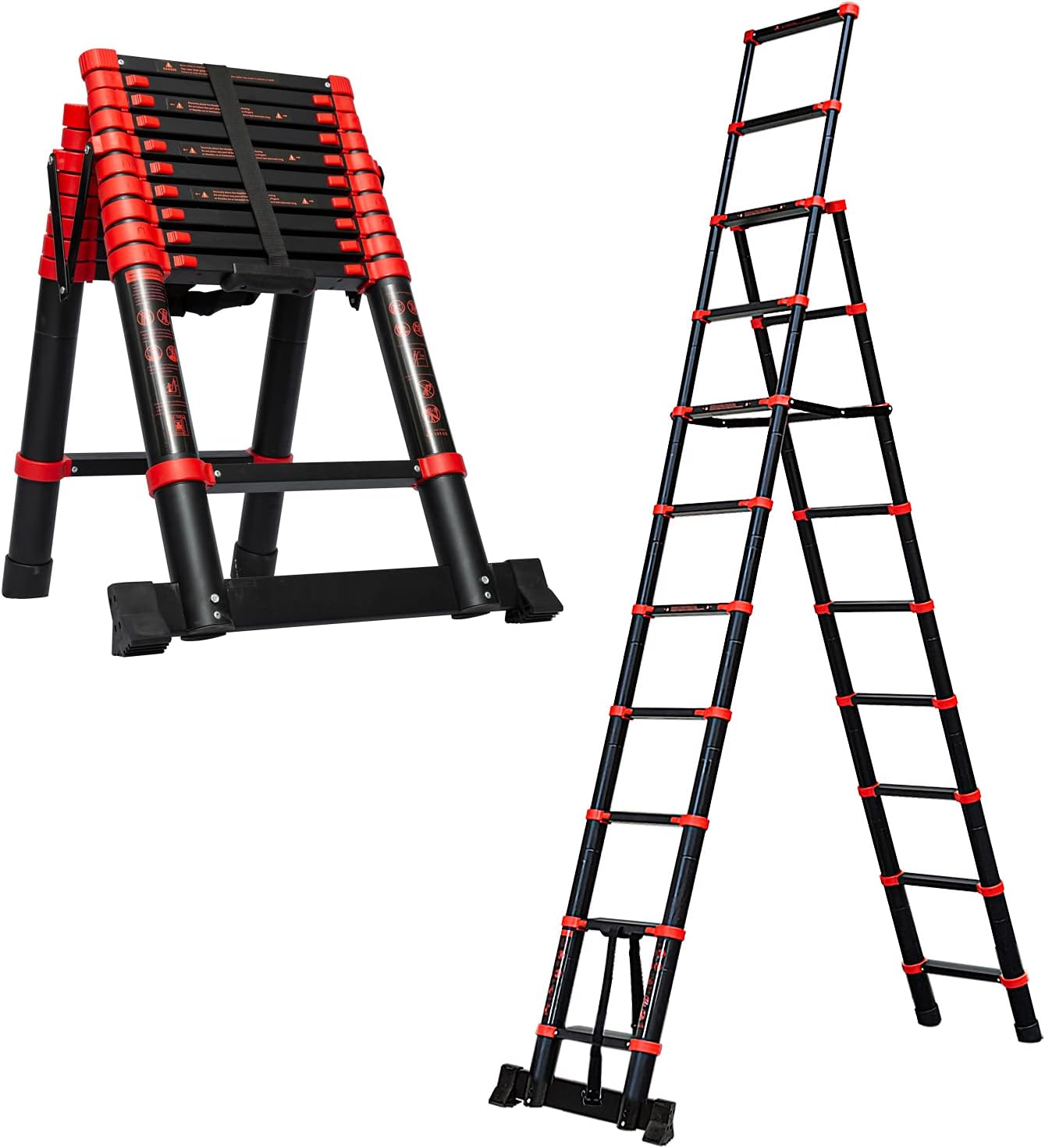 X&T Telescopic Ladder 7+9 Aluminum Telescoping Collapsible Ladder, A-Frame Extension Ladder Foldable Lightweight Ladders for Home, 330 Pound Capacity