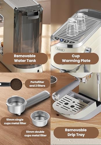 Gevi 20 Bar High Pressure Espresso Machines, Expresso Coffee Machine with Milk Frother for Espresso, Latte Macchiato, Cuppuccino,1.2L Water Tank, 1350W