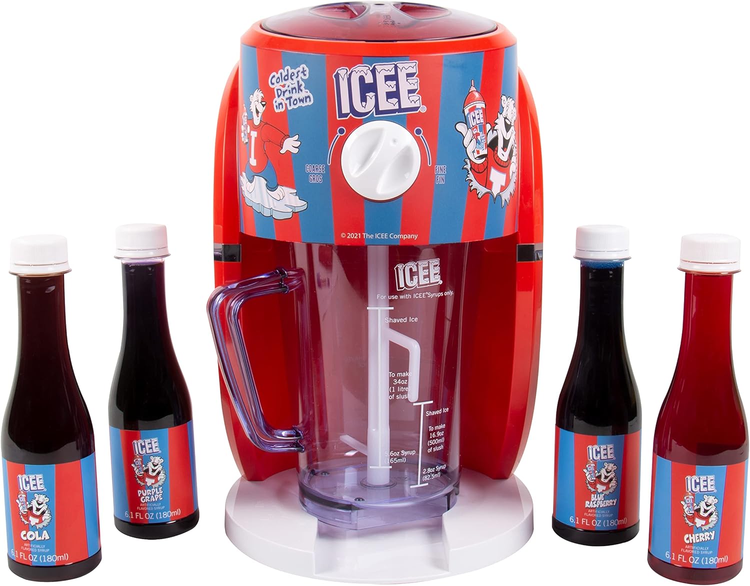 ICEE Slushie Snow Cone Machine Bundle. Genuine ICEE Home Countertop Slushie Ice Shaver & 4-Pack ICEE Syrups. Officially Licensed ICEE Merchandise.