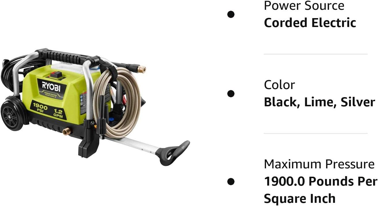 RYOBI RY1419MTVNM 1900 PSI 1.2 GPM Cold Water Wheeled Electric Pressure Washer