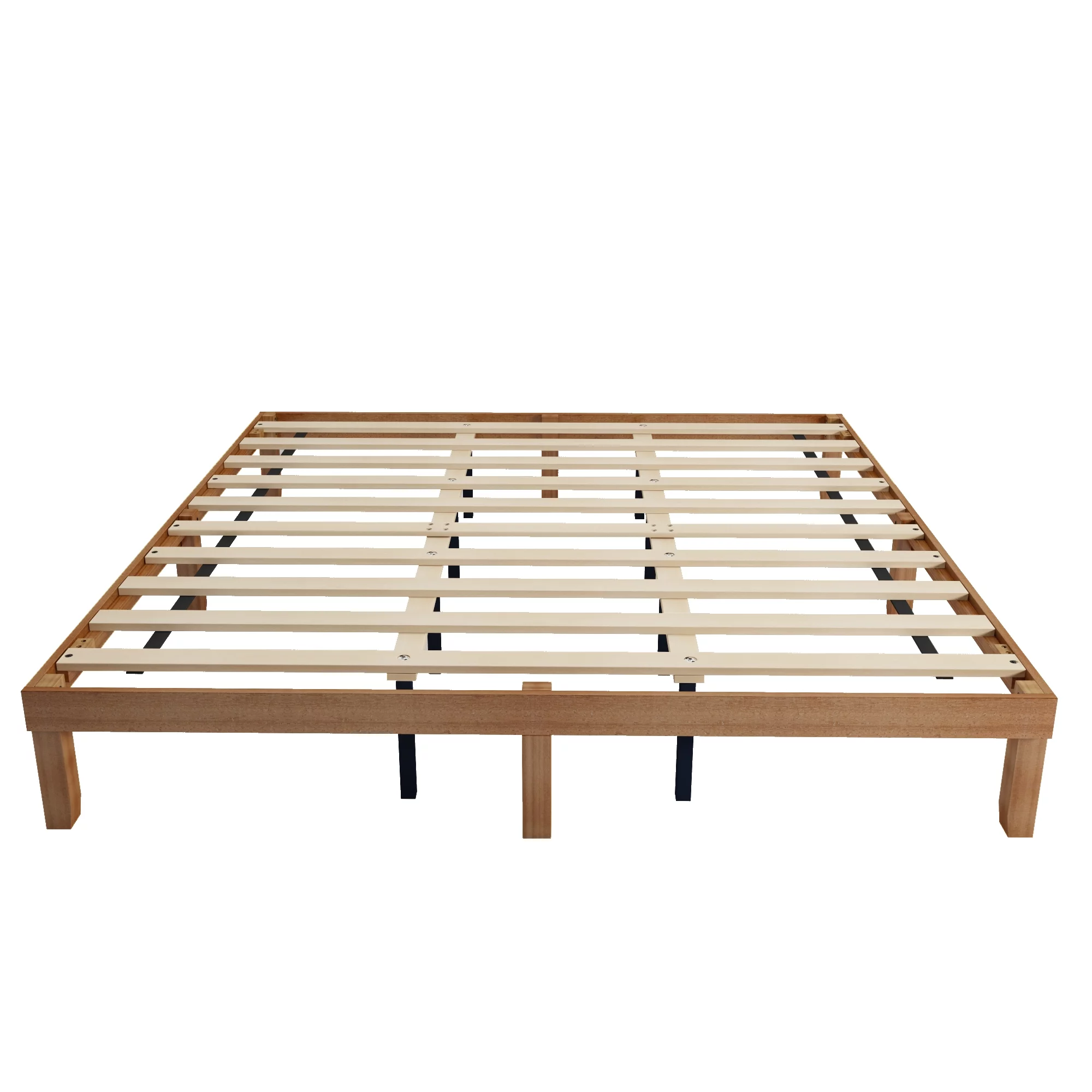 Gewnee King Size Wooden Platform Bed Frame with Wood Slat Support,Brown